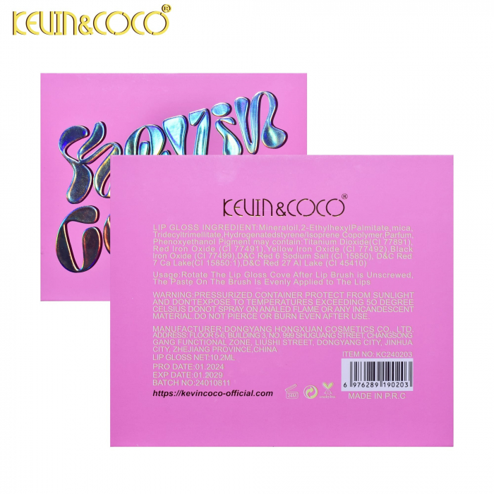 Set de Buze, KEVIN &amp;amp; COCO, Pink Girl, 6 Lip Gloss-uri, 17 x 14.8 x 2.9 cm, Roz/Maro [9]