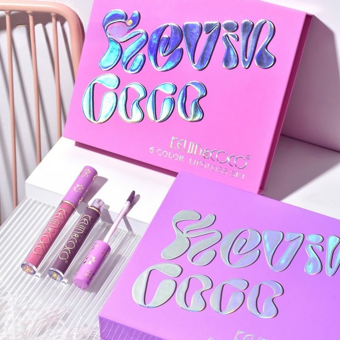 Set de Buze, KEVIN &amp;amp; COCO, Pink Girl, 6 Lip Gloss-uri, 17 x 14.8 x 2.9 cm, Roz/Maro [6]