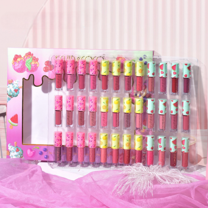 Set de Buze, KEVIN &amp; COCO, 36 Lip Gloss-uri, Model Capac cu Fructe, 32.3 x 24.3 x 2.4 cm, Multicolor [4]