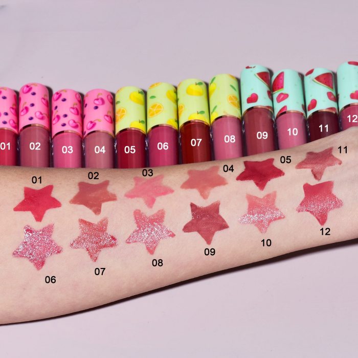 Set de Buze, KEVIN &amp; COCO, 36 Lip Gloss-uri, Model Capac cu Fructe, 32.3 x 24.3 x 2.4 cm, Multicolor [8]