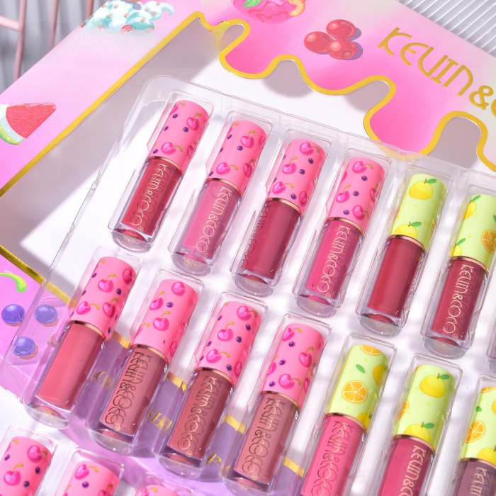 Set de Buze, KEVIN &amp; COCO, 36 Lip Gloss-uri, Model Capac cu Fructe, 32.3 x 24.3 x 2.4 cm, Multicolor [3]
