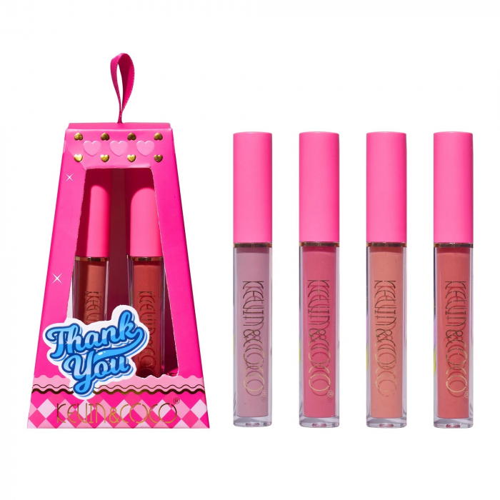 Set de Buze, KEVIN &amp; COCO, Cloud Bubble, 4 Lip Gloss-uri, 15.1 x 8.1 x 2 cm, Roz/Nude [1]