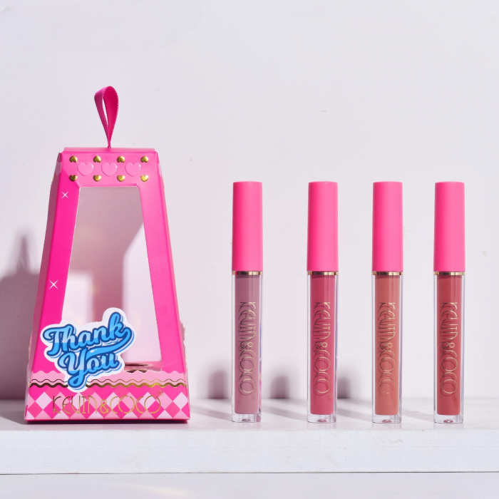 Set de Buze, KEVIN &amp; COCO, Cloud Bubble, 4 Lip Gloss-uri, 15.1 x 8.1 x 2 cm, Roz/Nude [6]