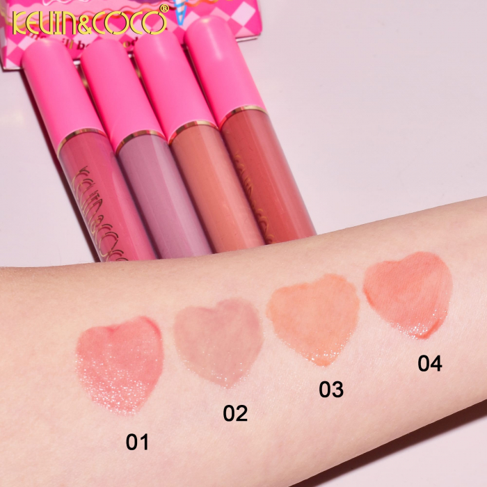 Set de Buze, KEVIN &amp; COCO, Cloud Bubble, 4 Lip Gloss-uri, 15.1 x 8.1 x 2 cm, Roz/Nude [7]