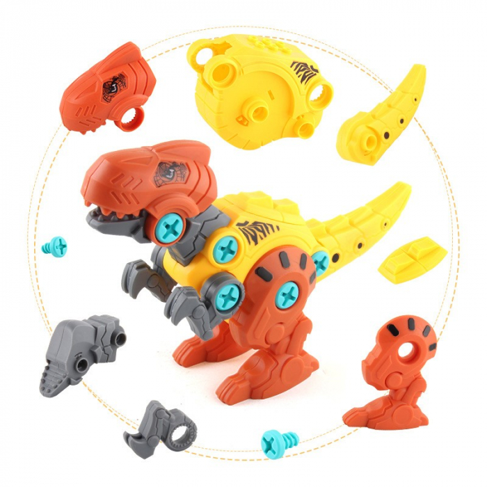 Lichidare Set de Constructie/Asamblare, Flippy, 4 Dinozauri, cu Bormasina Electrica, Baterii 2 x AA, Surubelnita si Cutie Depozitare, 22.5 x 14.5 x 15 cm, Multicolor [15]