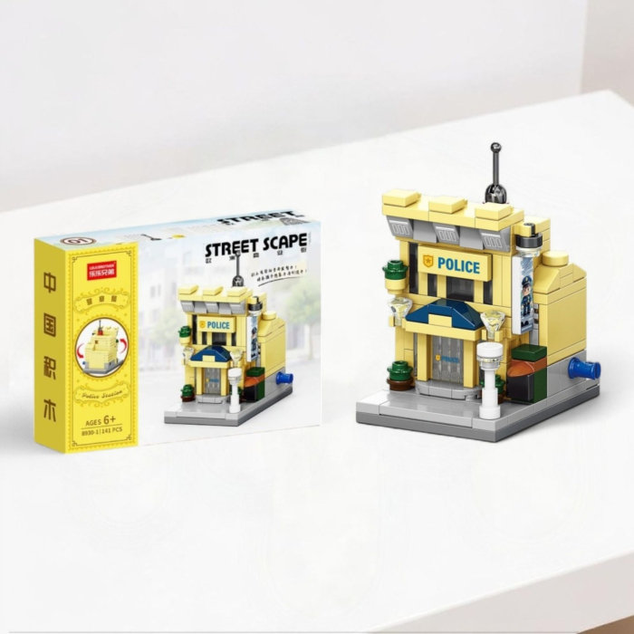 Set de Constructie, Flippy, Jucarie Educativa STEM, 141 Piese, Model 3D, +6 Ani, Colectia Strada Comerciala Europeana, 6.4 x 5.6 x 8.2 cm, Galben/Gri [3]