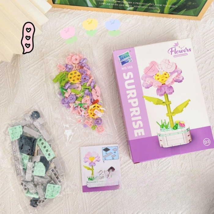 Set de Constructie Floare in Ghiveci, Flippy, 4 Ani, Ornament Creativ, 17x6.2 cm, Multicolor [4]