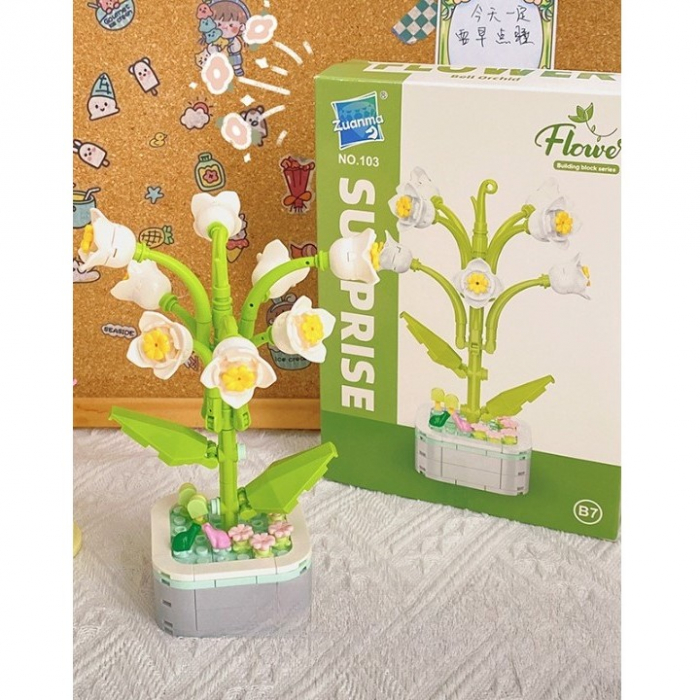 Set de Constructie Lacramioara in Ghiveci, Flippy, 4 Ani, Ornament Creativ, 17.1x6.2 cm, Alb [2]