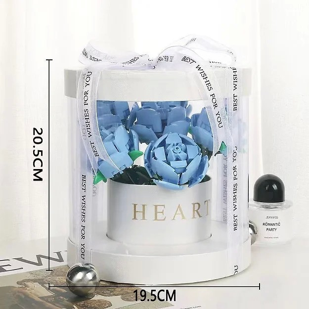 ! LICHIDARE DE STOC ! Set de Constructie Trandafiri, Flippy, 20.5x19.5cm, Buchet de Trandafiri Albastri in Cutie Alba [5]