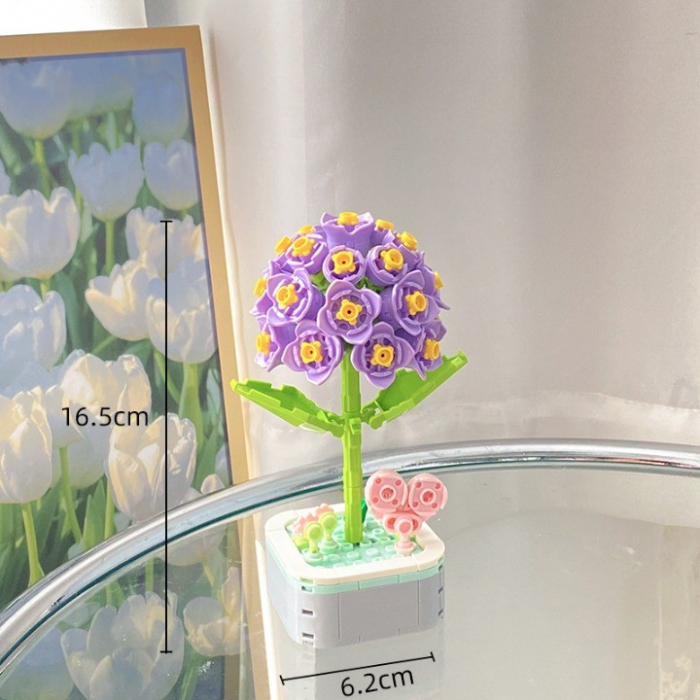 Set de Constructie Zambila in Ghiveci, Flippy, 4 Ani, Ornament Creativ, 16.5x6.2 cm, Mov [2]