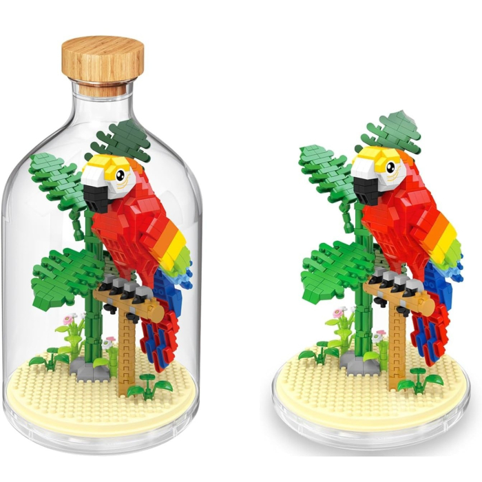 Set de Construit in Sticla, Flippy, 483 Piese, din Plastic, +14 Ani, 10 x 19.6 cm, Model Papagal, Multicolor [3]