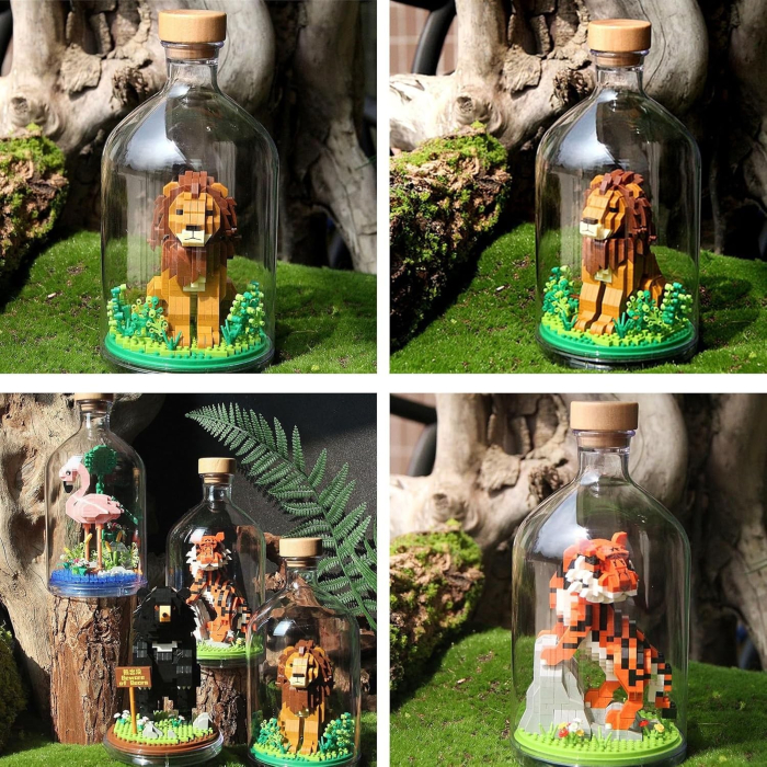 Set de Construit in Sticla, Flippy, 485 Piese, din Plastic, +14 Ani, 10 x 19.6 cm, Model Flamingo, Multicolor [3]