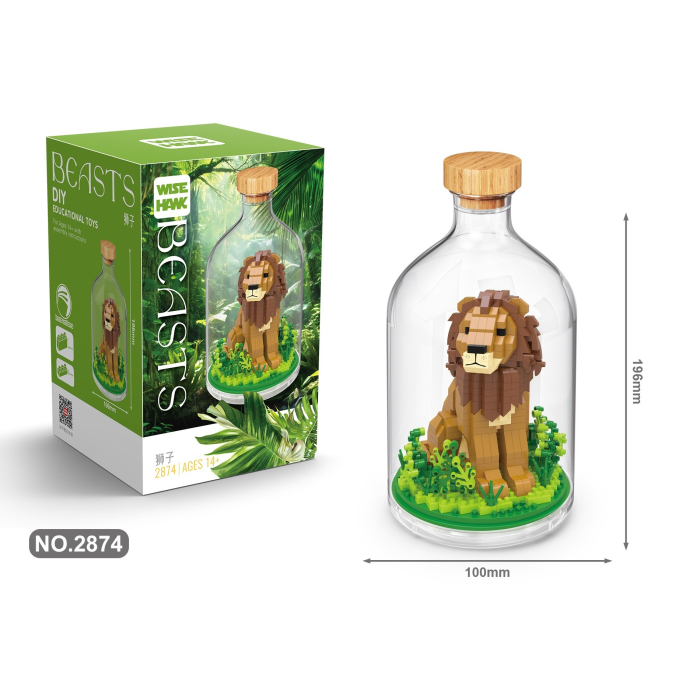 Set de Construit in Sticla, Flippy, 728 Piese, din Plastic, +14 Ani, 10 x 19.6 cm, Model Leu, Multicolor [2]