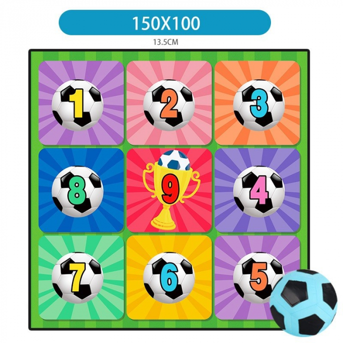Set de Fotbal Flippy, Joc Recreativ Pentru Copii, Minge cu Scai, Plansa din Material textil, 150 x 150 cm, Model Trofeu, Multicolor [3]