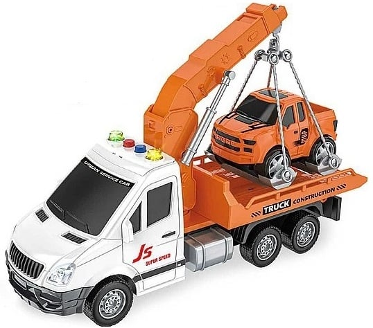 Set de joaca, Masina de interventie cu Masinuta, cu Sunete si Lumini, Scara 1:16, Plastic, 3+ ani, Alb/Portocaliu [1]