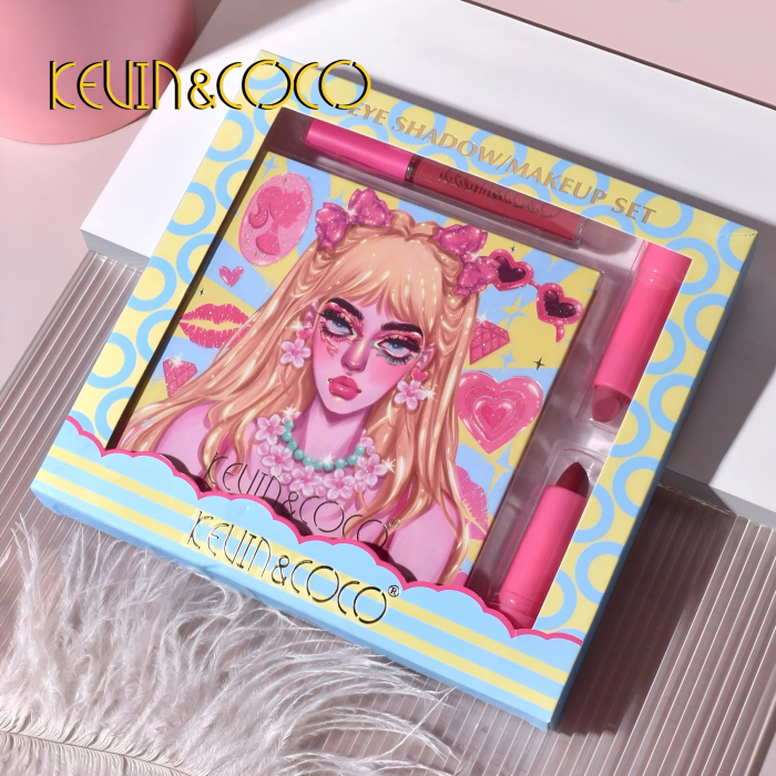Set de Machiaj, Kevin &amp; Coco, 26 de Culori, Pigmentate, Fard de ochi, Ruj, Gloss, Fard Obraz, 19x18x2 cm, Diferite Nuante [6]