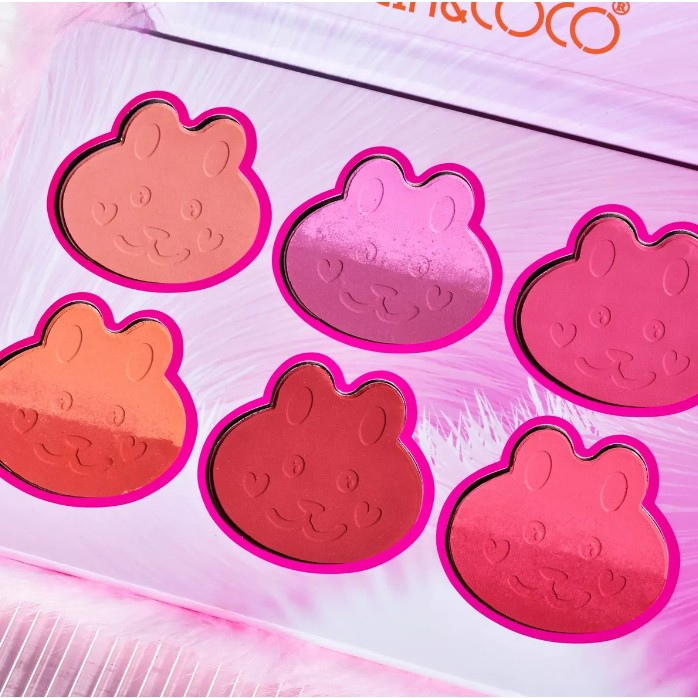 Set de Machiaj Kevin&amp;Coco, 6 culori Blush, Husa Pufoasa, Model Pisicuta, 17.3x12.5x5 cm, Multicolor [4]