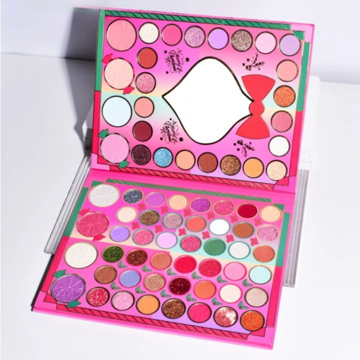 Set de Machiaj Kevin&amp;Coco, 72 de Culori, Paleta de Farduri, Iluminatoare, Blush, Model Christmas Babe, Oglinda Glob, 25.5x20x1.7 cm, Multicolor [3]