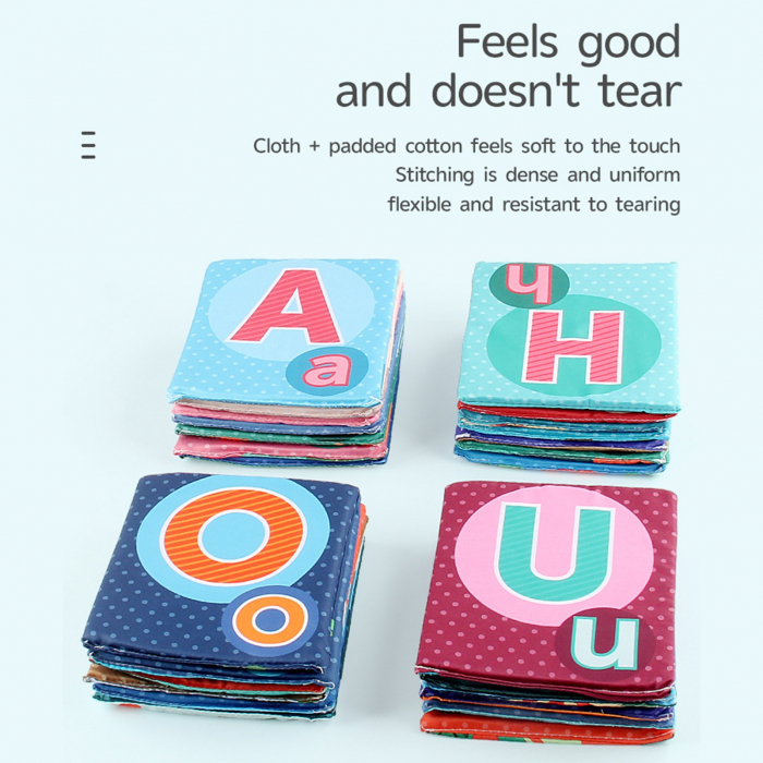 Set educativ 26 de carti textile, cu 2 fete, alfabet si animale, geanta inclusa, culori vibrante, 11x12 cm, Multicolor [8]