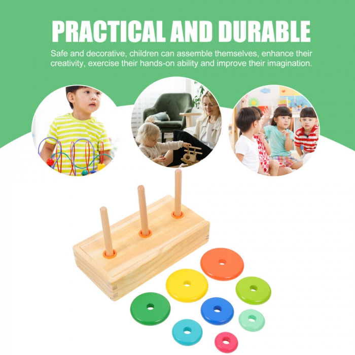 Set educativ Turnul din Hanoi, din lemn cu cutiuta pentru depozitare,19 x 10 x 4.5 cm [5]