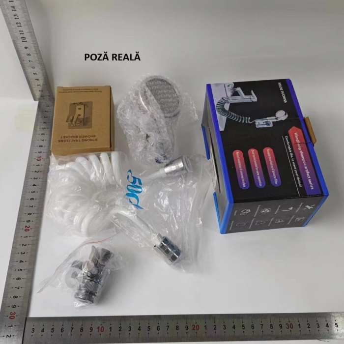 Set Extensie de Dus, Flippy, pentru Baterie Baie sau Bucatarie, 4 Piese, Filtru de Ioni Negativi, Furtun Flexibil de 1.5 Metri, Argintiu [7]