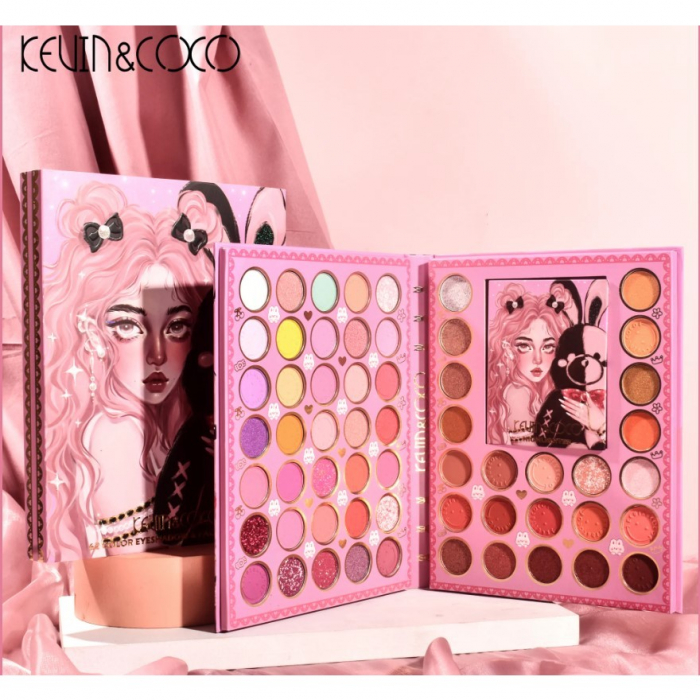Set farduri 2 in 1 Kevin&amp;Coco, paleta 62 nuante, mini paleta iluminator tip carte, rezistenta ridicata, 22 x 17 cm, 430 g, multicolor [5]