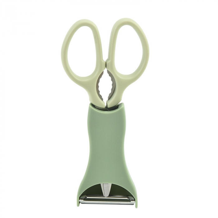 Set foarfeca pentru bucatarie Flippy, curatator legume tip suport, multifunctional, spargator nuci, material ABS si otel inoxidabil, maner ergonomic, 16.8 x 7.8 x 1 cm, verde [1]