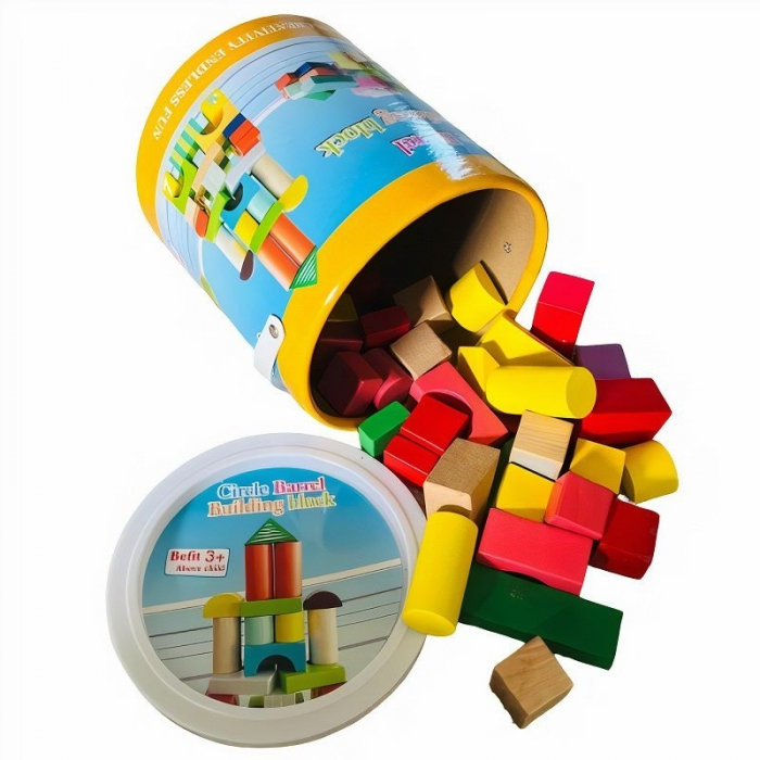 Set galetusa cu 40 de cuburi din lemn colorate [2]