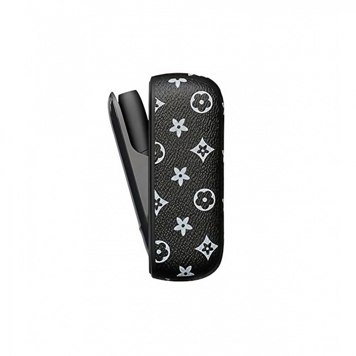 Set Husa Piele Ecologica Si Capac Plastic Flippy, pentru IQOS 3.0 DUO, de Protectie, Anti Soc si Zgarieturi, 20 gr, 12 x 4 x 2 cm, Negru [2]