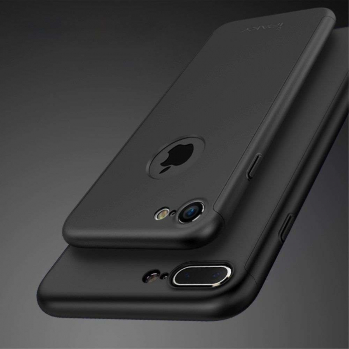 Set Husa si Folie de Protectie, Flippy, Compatibila cu Apple iPhone X, Full Cover 360°, Plastic + Sticla, Negru [8]