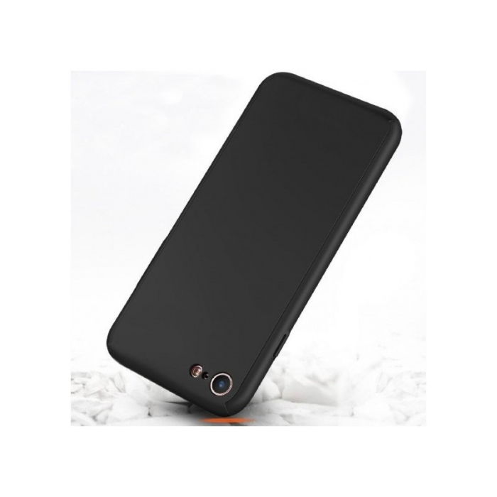 Set Husa si Folie de Protectie, Flippy, Compatibila cu Apple iPhone X, Full Cover 360°, Plastic + Sticla, Negru [19]