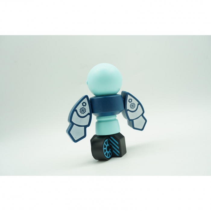 * LICHIDARE STOC * Set inteligent de blocuri magnetice pentru copii, 7 piese, cutie depozitare, robotel, albastru - [14]