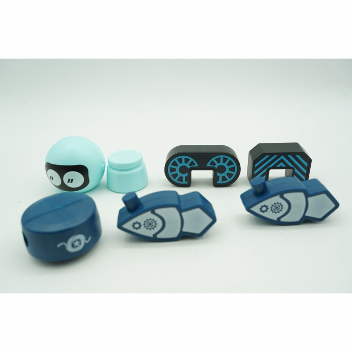 * LICHIDARE STOC * Set inteligent de blocuri magnetice pentru copii, 7 piese, cutie depozitare, robotel, albastru - [5]