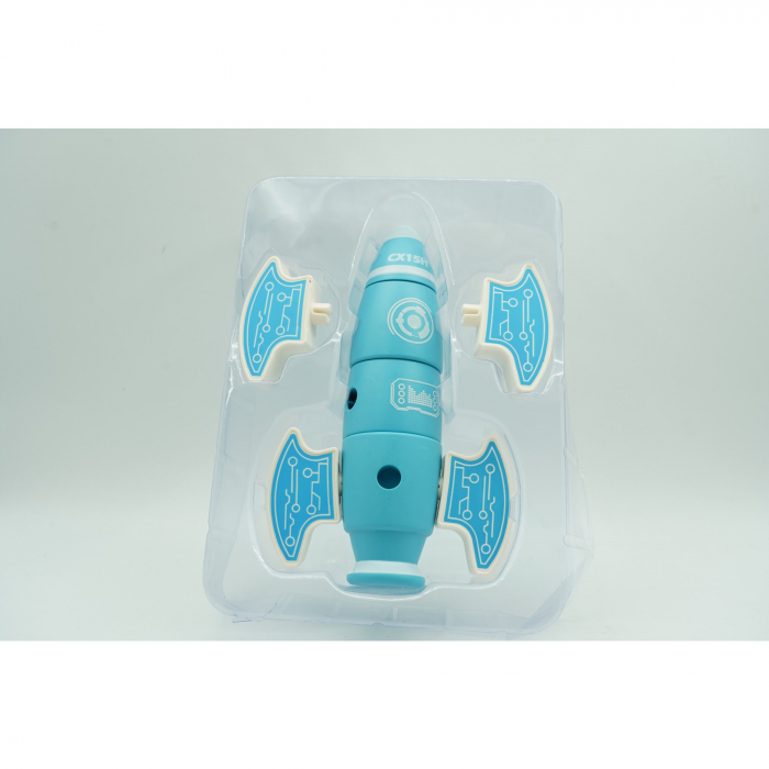 Set inteligent de blocuri magnetice pentru copii, 8 piese, cutie depozitare, racheta, albastru [4]