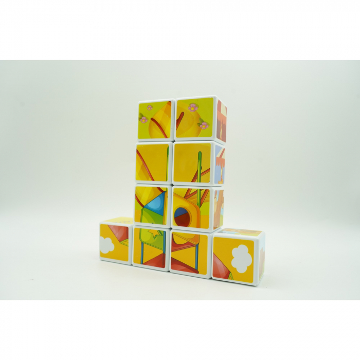 Set inteligent de cuburi magnetice pentru copii, 10 piese, cutie depozitare, puzzle parc de distractii, +3 ani, multicolor [4]