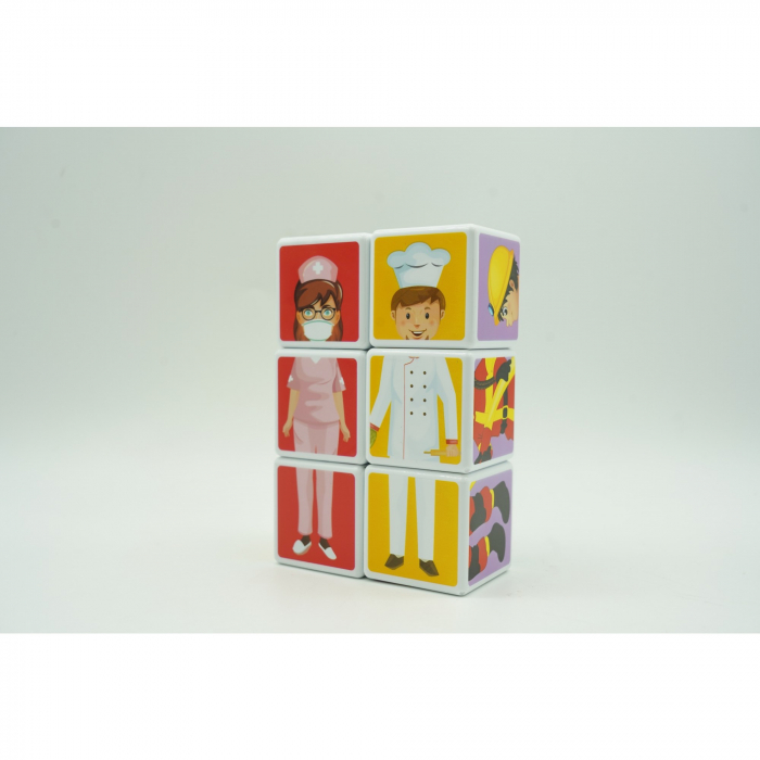 Set inteligent de cuburi magnetice pentru copii, 6 piese, cutie depozitare, puzzle joburi, +3 ani, multicolor [5]