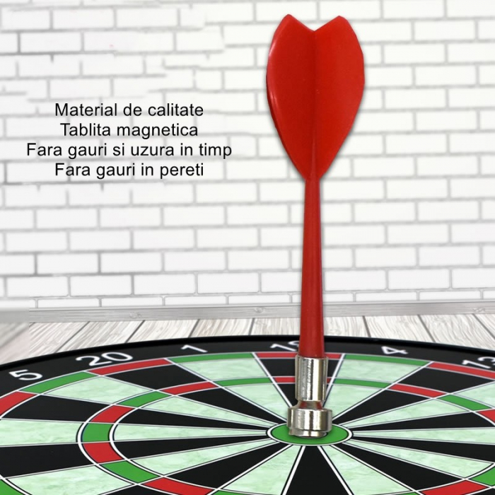 Set Joc Darts Flippy, 4 Sageti Incluse, Magnetic, Dimensiuni 28.6 x 28.6 cm, Design clasic, model 2, Multicolor [5]