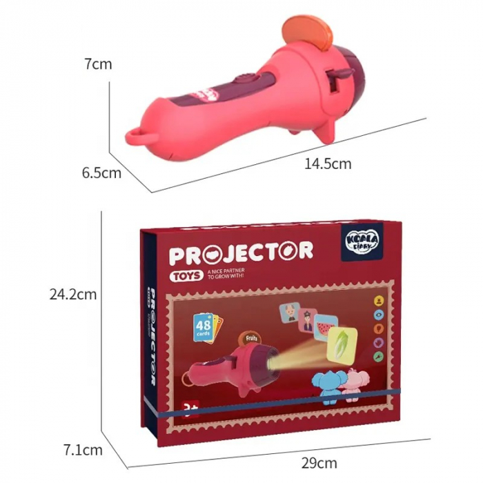 Set Jucarie Educativa, Flippy, Proiector Tip Lanterna Pentru Copii, 6 Teme, 48 de Imagini, Cutie Depozitare, +3 ani, Rosu [7]