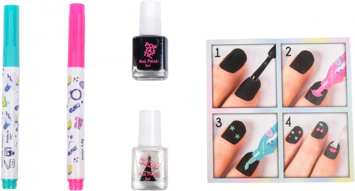 Set lacuri de unghii si markere pentru fetite Create It! Negru [3]