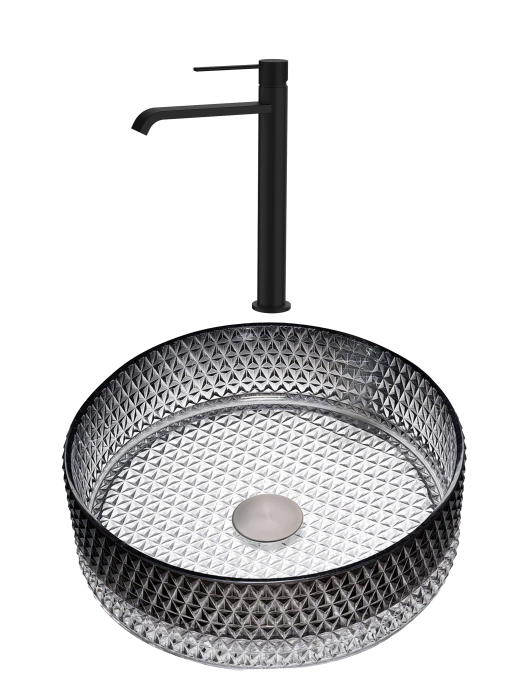 SET Lavoar de baie din sticla securizata Mira + Baterie Dorota negru - Negru [1]