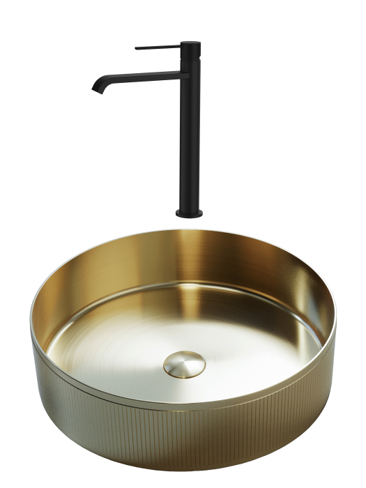 SET Lavoar de baie inox HD400 + Baterie Dorota negru - Auriu [1]