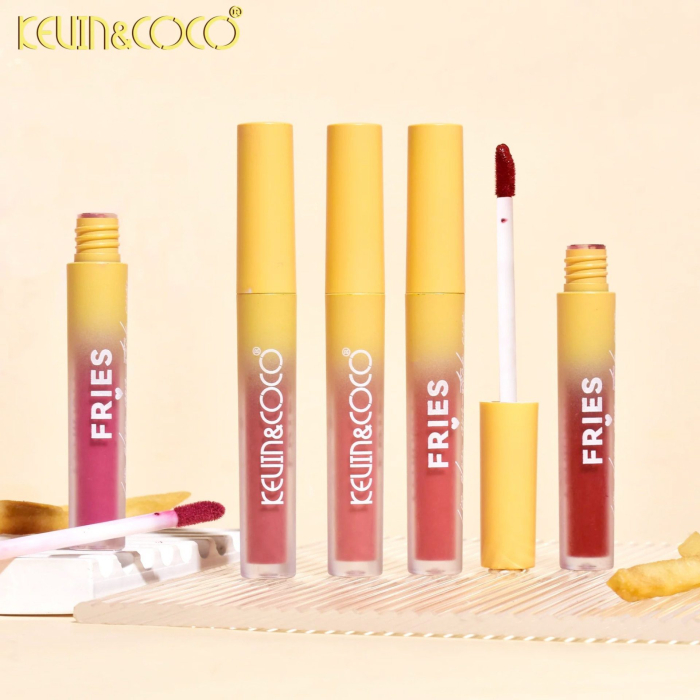 Set Luciu de buze, Kevin&amp;Coco, Fries Baby, 4 Lip Gloss-uri, Stralucire si Hidratare Intensa, Rezistent, Model C, Multicolor [5]
