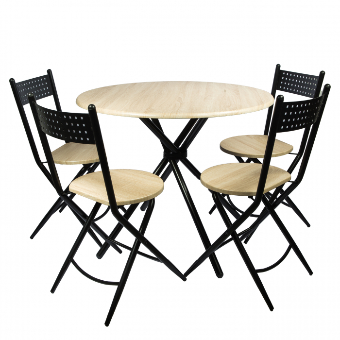 Set masa Kaliope cu 4 scaune, natur, 90x90x77 cm [1]