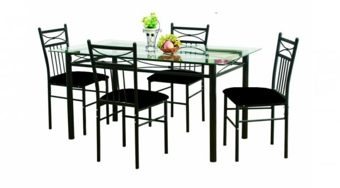 Set masa Korfu cu 4 scaune, blat sticla,110x70x76 cm, UnicSpot [1]