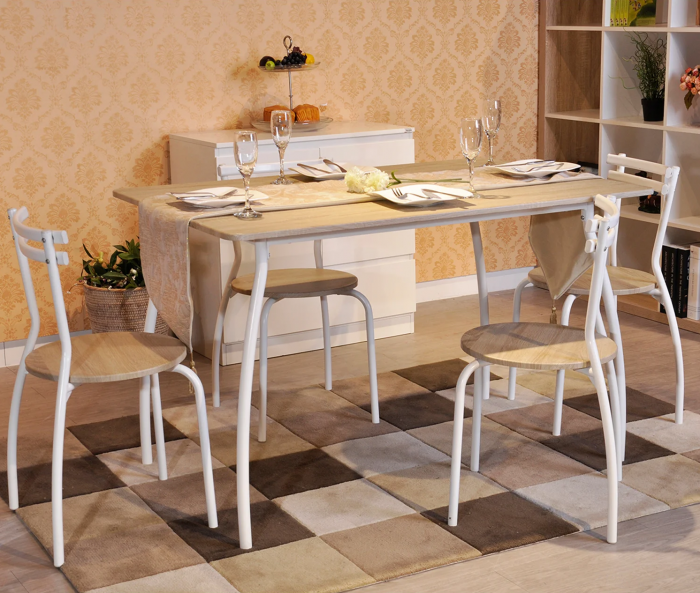 Set masa Vega cu 4 scaune, natur, 120x80x76 cm [6]