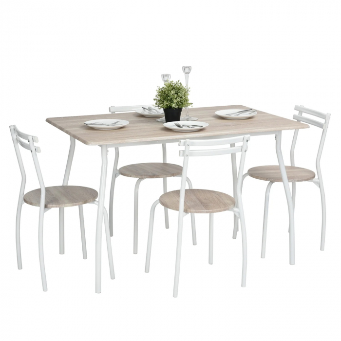 Set masa Vega cu 4 scaune, natur, 120x80x76 cm [1]
