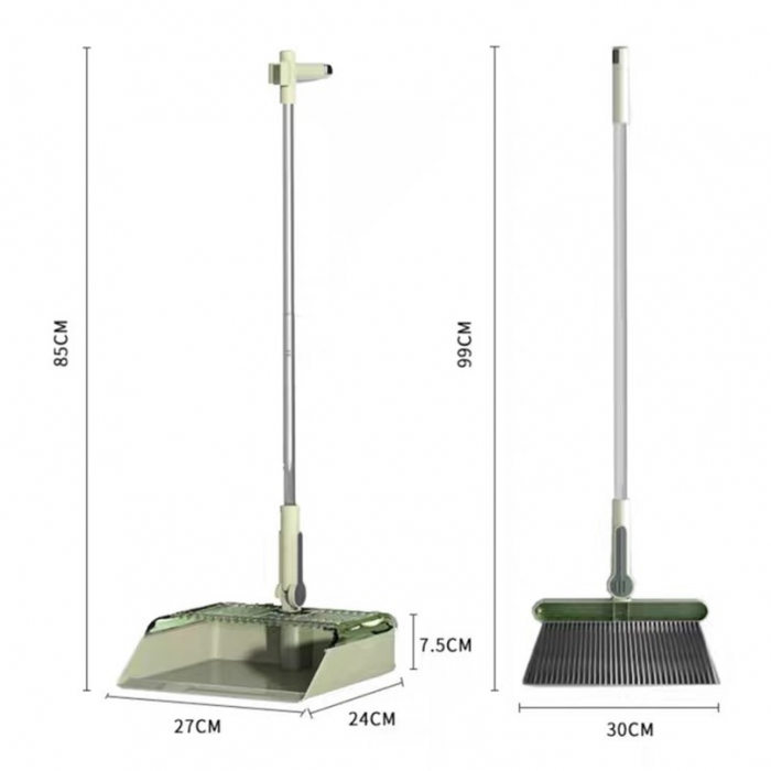 Set Matura si Faras cu Coada Flippy, cu Dinti de Pieptene pentru Curatare Matura, rotativ, pliabil, detasabil, Otel inoxidabil si Polipropilena, 99 x 30 cm Verde [3]