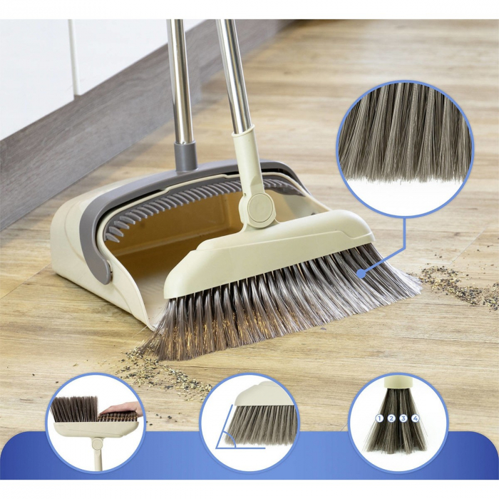 Set matura si faras cu coada, Flippy, Pentru uz casnic, Plastic/Otel, Maro/Bej, Depozitare verticala, 26x25.5x83 cm [5]