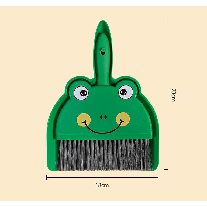 Set Mini Matura si Faras, Flippy, LITTLE CLEANER, Uz Casnic, pentru Birou, Bucatarie, Casa, Model Broscuta, 23 x 18 cm, Verde [3]