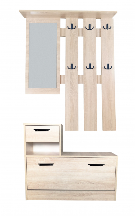 Set mobilier hol Filio, stejar alb, 90x22x116 cm [2]